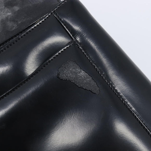 GIVENCHY Hand Bag Leather Black Gold Tone Auth 208062
