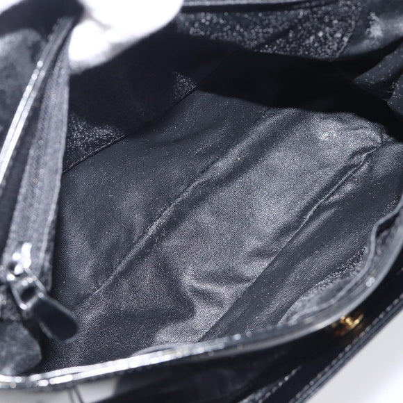 GIVENCHY Hand Bag Leather Black Gold Tone Auth 208062