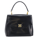 GIVENCHY Hand Bag Leather Black Gold Tone Auth 208062-2