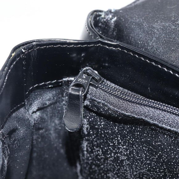 GIVENCHY Hand Bag Leather Black Gold Tone Auth 208062