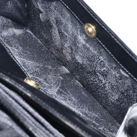 GIVENCHY Hand Bag Leather Black Gold Tone Auth 208062