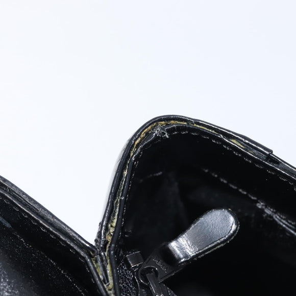GIVENCHY Hand Bag Leather Black Gold Tone Auth 208062