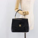 GIVENCHY Hand Bag Leather Black Gold Tone Auth 208062-27