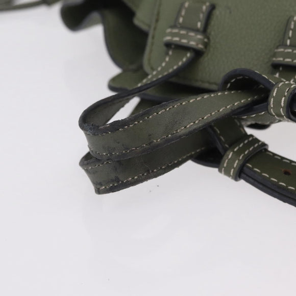 LOEWE Hammock Mini Hand Bag Leather 2way Khaki Auth 208064A