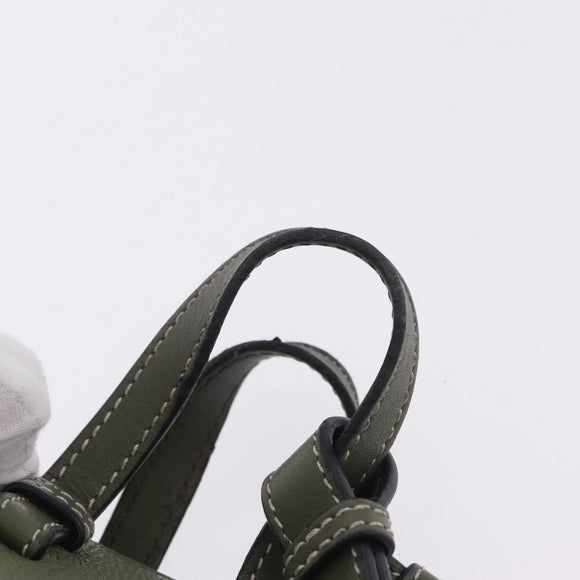 LOEWE Hammock Mini Hand Bag Leather 2way Khaki Auth 208064A