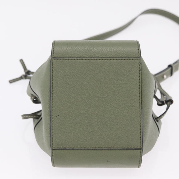 LOEWE Hammock Mini Hand Bag Leather 2way Khaki Auth 208064A