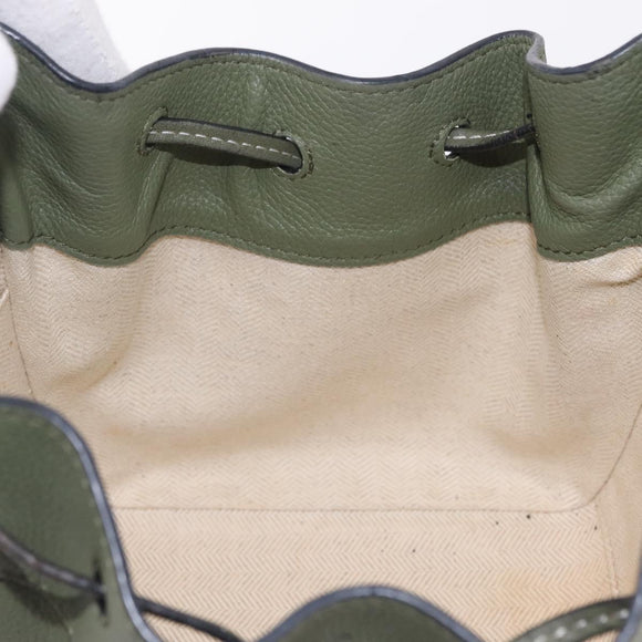 LOEWE Hammock Mini Hand Bag Leather 2way Khaki Auth 208064A