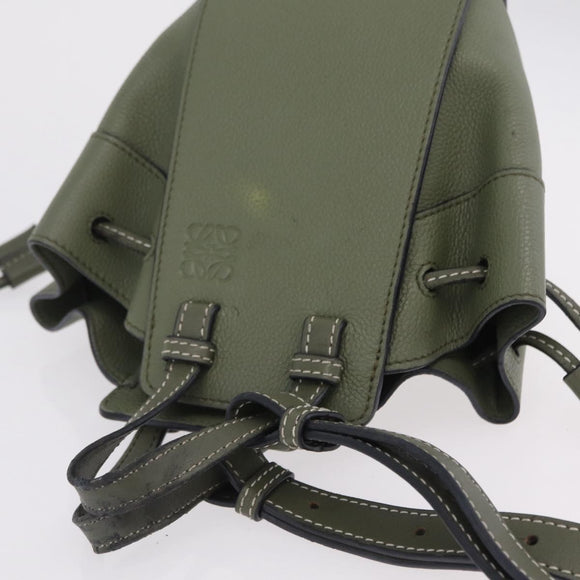 LOEWE Hammock Mini Hand Bag Leather 2way Khaki Auth 208064A