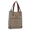 GUCCI PLUS Web Sherry Line Tote Bag PVC Beige Gold Tone Auth 208066-1