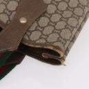 GUCCI PLUS Web Sherry Line Tote Bag PVC Beige Gold Tone Auth 208066-17