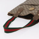 GUCCI PLUS Web Sherry Line Tote Bag PVC Beige Gold Tone Auth 208066-8