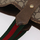 GUCCI PLUS Web Sherry Line Tote Bag PVC Beige Gold Tone Auth 208066-9