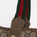 GUCCI PLUS Web Sherry Line Tote Bag PVC Beige Gold Tone Auth 208066-19