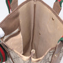 GUCCI PLUS Web Sherry Line Tote Bag PVC Beige Gold Tone Auth 208066-25