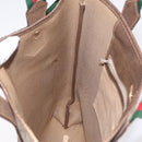 GUCCI PLUS Web Sherry Line Tote Bag PVC Beige Gold Tone Auth 208066-26