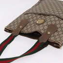 GUCCI PLUS Web Sherry Line Tote Bag PVC Beige Gold Tone Auth 208066-14