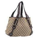 GUCCI GG Canvas Tote Bag Beige Gold Tone 162900 Auth 208067V-1