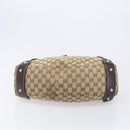 GUCCI GG Canvas Tote Bag Beige Gold Tone 162900 Auth 208067V-6