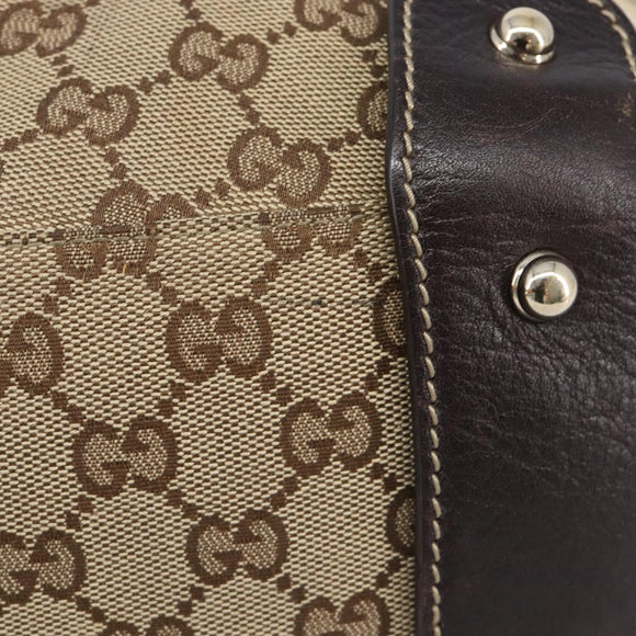 GUCCI GG Canvas Tote Bag Beige Gold Tone 162900 Auth 208067V