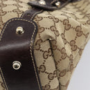 GUCCI GG Canvas Tote Bag Beige Gold Tone 162900 Auth 208067V-17