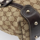 GUCCI GG Canvas Tote Bag Beige Gold Tone 162900 Auth 208067V-18