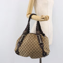 GUCCI GG Canvas Tote Bag Beige Gold Tone 162900 Auth 208067V-26