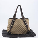 GUCCI GG Canvas Tote Bag Beige Gold Tone 162900 Auth 208067V-12