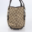 GUCCI GG Canvas Tote Bag Beige Gold Tone 162900 Auth 208067V-3