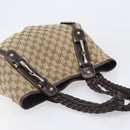 GUCCI GG Canvas Tote Bag Beige Gold Tone 162900 Auth 208067V-8