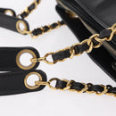 CHANEL Chain Shoulder Tote Bag Leather Black Gold Tone CC Auth 208068V-9