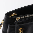 CHANEL Chain Shoulder Tote Bag Leather Black Gold Tone CC Auth 208068V-20