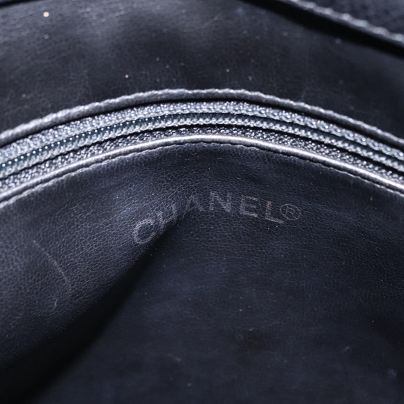 CHANEL Chain Shoulder Tote Bag Leather Black Gold Tone CC Auth 208068V