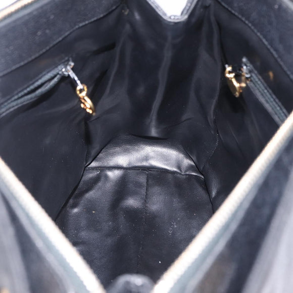 CHANEL Chain Shoulder Tote Bag Leather Black Gold Tone CC Auth 208068V
