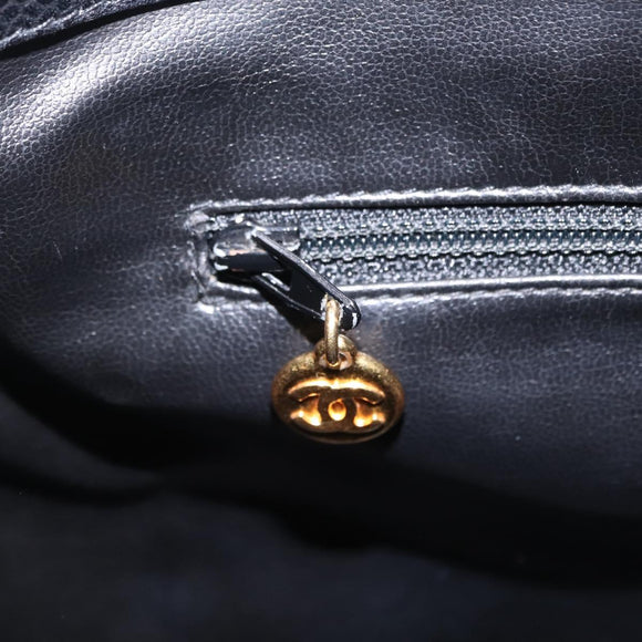 CHANEL Chain Shoulder Tote Bag Leather Black Gold Tone CC Auth 208068V