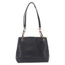 CHANEL Chain Shoulder Tote Bag Leather Black Gold Tone CC Auth 208068V-2