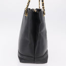 CHANEL Chain Shoulder Tote Bag Leather Black Gold Tone CC Auth 208068V-5