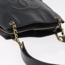 CHANEL Chain Shoulder Tote Bag Leather Black Gold Tone CC Auth 208068V-7