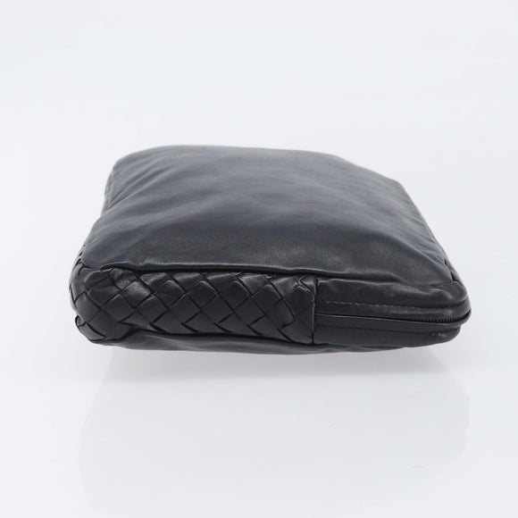 Bottega Veneta INTRECCIATO Clutch Bag Leather Black Auth 208072A