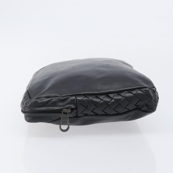 Bottega Veneta INTRECCIATO Clutch Bag Leather Black Auth 208072A