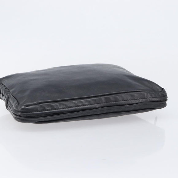 Bottega Veneta INTRECCIATO Clutch Bag Leather Black Auth 208072A