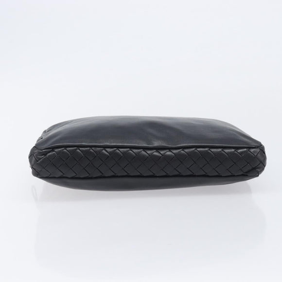 Bottega Veneta INTRECCIATO Clutch Bag Leather Black Auth 208072A