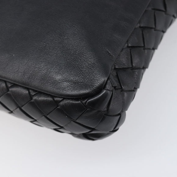 Bottega Veneta INTRECCIATO Clutch Bag Leather Black Auth 208072A