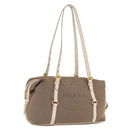 PRADA Jacquard Tote Bag Canvas Brown Gold Tone Auth 208073V-1