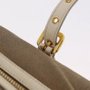 PRADA Jacquard Tote Bag Canvas Brown Gold Tone Auth 208073V-10