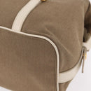 PRADA Jacquard Tote Bag Canvas Brown Gold Tone Auth 208073V-13