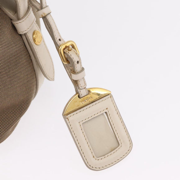 PRADA Jacquard Tote Bag Canvas Brown Gold Tone Auth 208073V