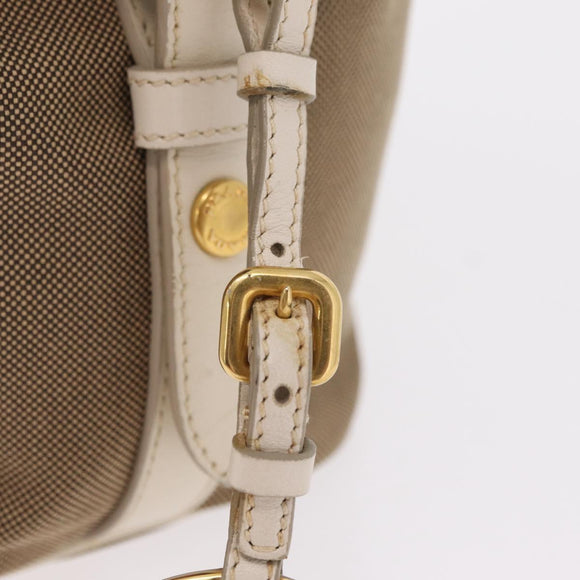 PRADA Jacquard Tote Bag Canvas Brown Gold Tone Auth 208073V
