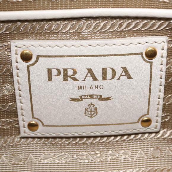 PRADA Jacquard Tote Bag Canvas Brown Gold Tone Auth 208073V