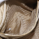 PRADA Jacquard Tote Bag Canvas Brown Gold Tone Auth 208073V-25