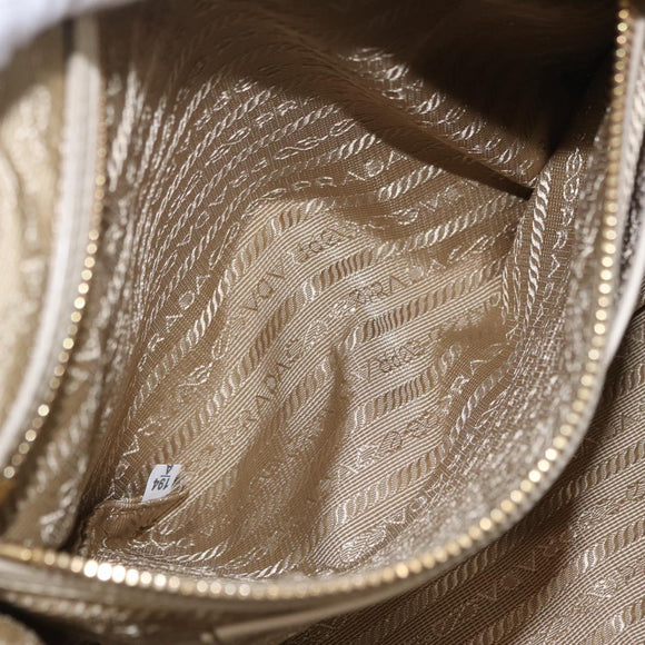 PRADA Jacquard Tote Bag Canvas Brown Gold Tone Auth 208073V